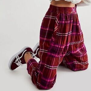 Free People Preppy Plaid Pull-On Pants | Size L